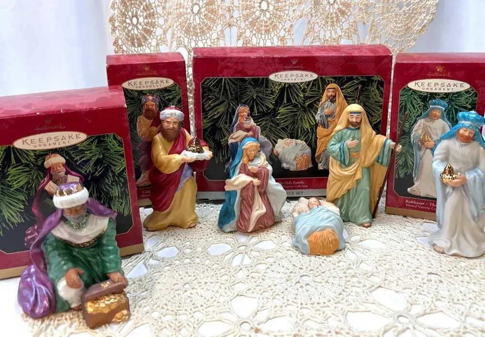 Hallmark Keepsake Ornaments Blessed Nativity Collection 4 Box Set Holy Family